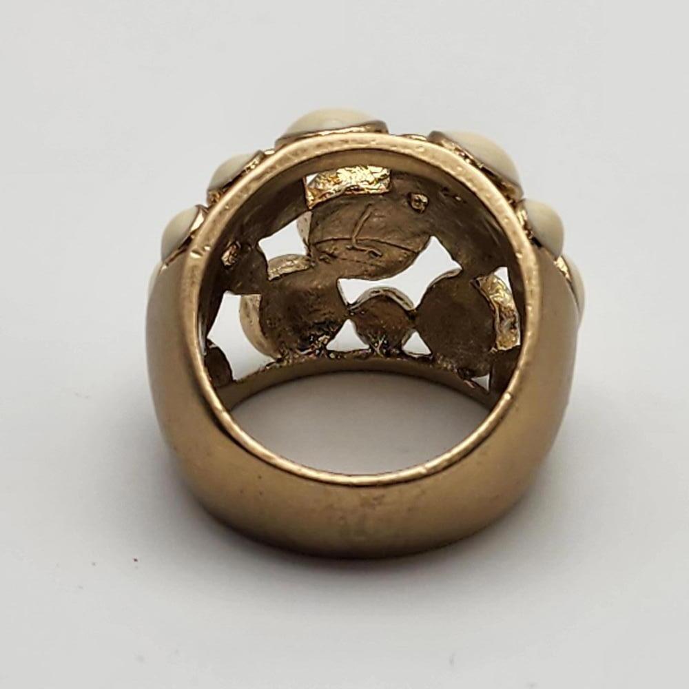 Lia Sophia Gold Tone & Cream Enamel Bubble Ring (7.5) - Picture 8 of 9